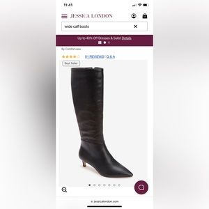 Black faux leather wide calf boots